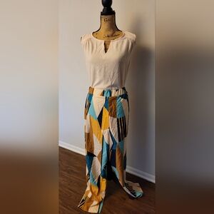High-waist Geometric Pants